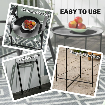 18" Outdoor Side Table, Removable Tray, Folding Legs, Black Patio Side Tables at Gallery Canada