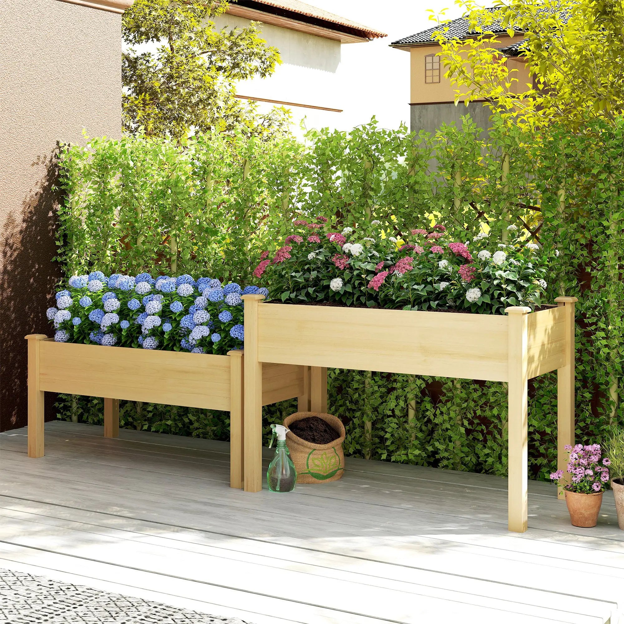 2 Tier Wood Plant Raised Bed, Grow Box Stand, Garden Step Planter Elevated Garden Beds at Gallery Canada