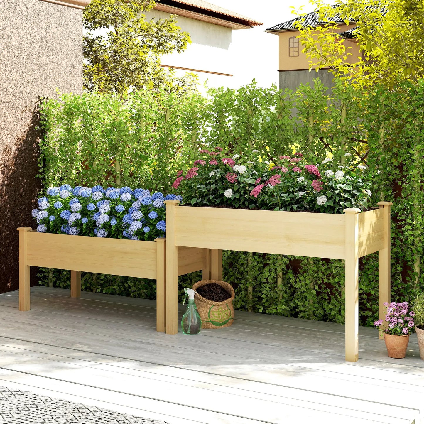 2 Tier Wood Plant Raised Bed, Grow Box Stand, Garden Step Planter Elevated Garden Beds at Gallery Canada