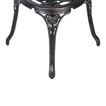 3 Pc Aluminum Bistro Set, Outdoor Patio Table and Chairs, Floral, Bronze Bistro Sets at Gallery Canada