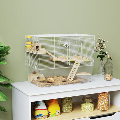 Hamster Cage with Deep Bottom, Wooden Ramp, Hut, Exercise Wheel, White Hamster Cages at Gallery Canada