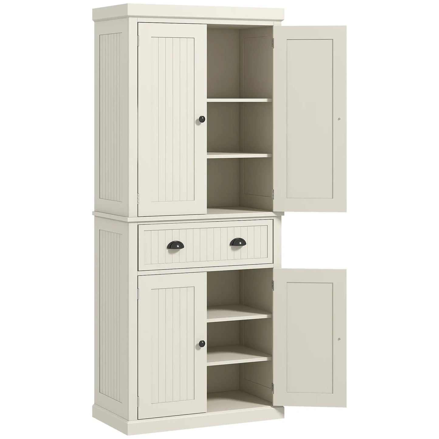 72" Kitchen Pantry, Storage Cabinet with Drawer, Doors, Cream White Kitchen Pantry Cabinets Cream at Gallery Canada
