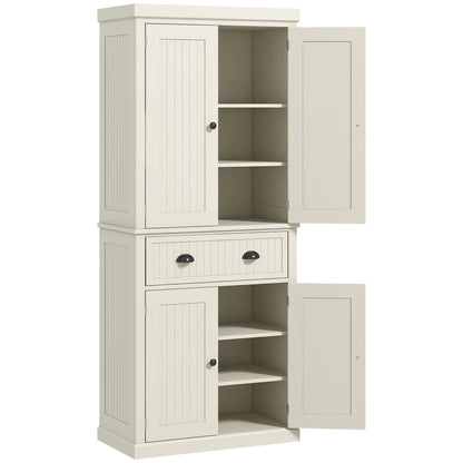 72" Kitchen Pantry, Storage Cabinet with Drawer, Doors, Cream White Kitchen Pantry Cabinets Cream at Gallery Canada