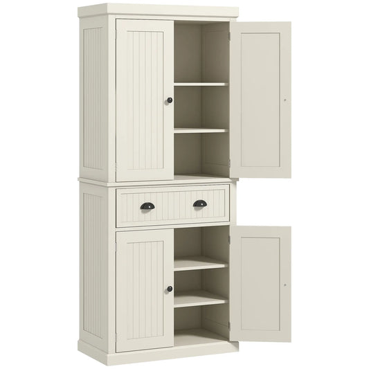 72" Kitchen Pantry, Storage Cabinet with Drawer, Doors, Cream White Kitchen Pantry Cabinets Cream at Gallery Canada