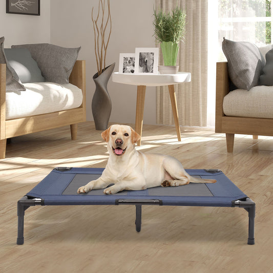Elevated Dog Bed, Foldable Raised Dog Cot for L Sized Dogs, Indoor &; Outdoor, 36" x 30" x 7", Dark Blue - Gallery Canada
