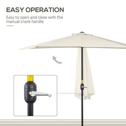 9.8ft Half Umbrella, Semi Round Patio Parasol, Crank Handle, Top Vent, Cream Sun Umbrellas at Gallery Canada
