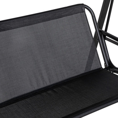 2-Seater Outdoor Porch Swing, Adjustable Canopy, Black Patio Swings with Stand at Gallery Canada