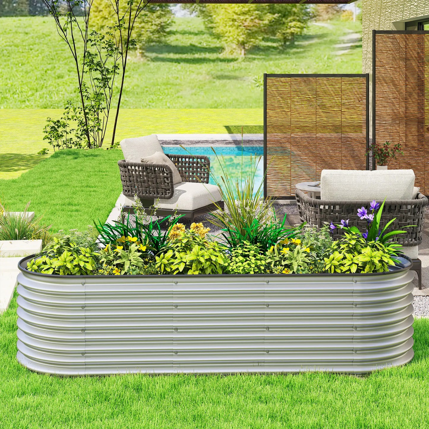 Galvanized Raised Garden Bed, 6X2X2 Ft, Silver Galvanized Planter Boxes at Gallery Canada