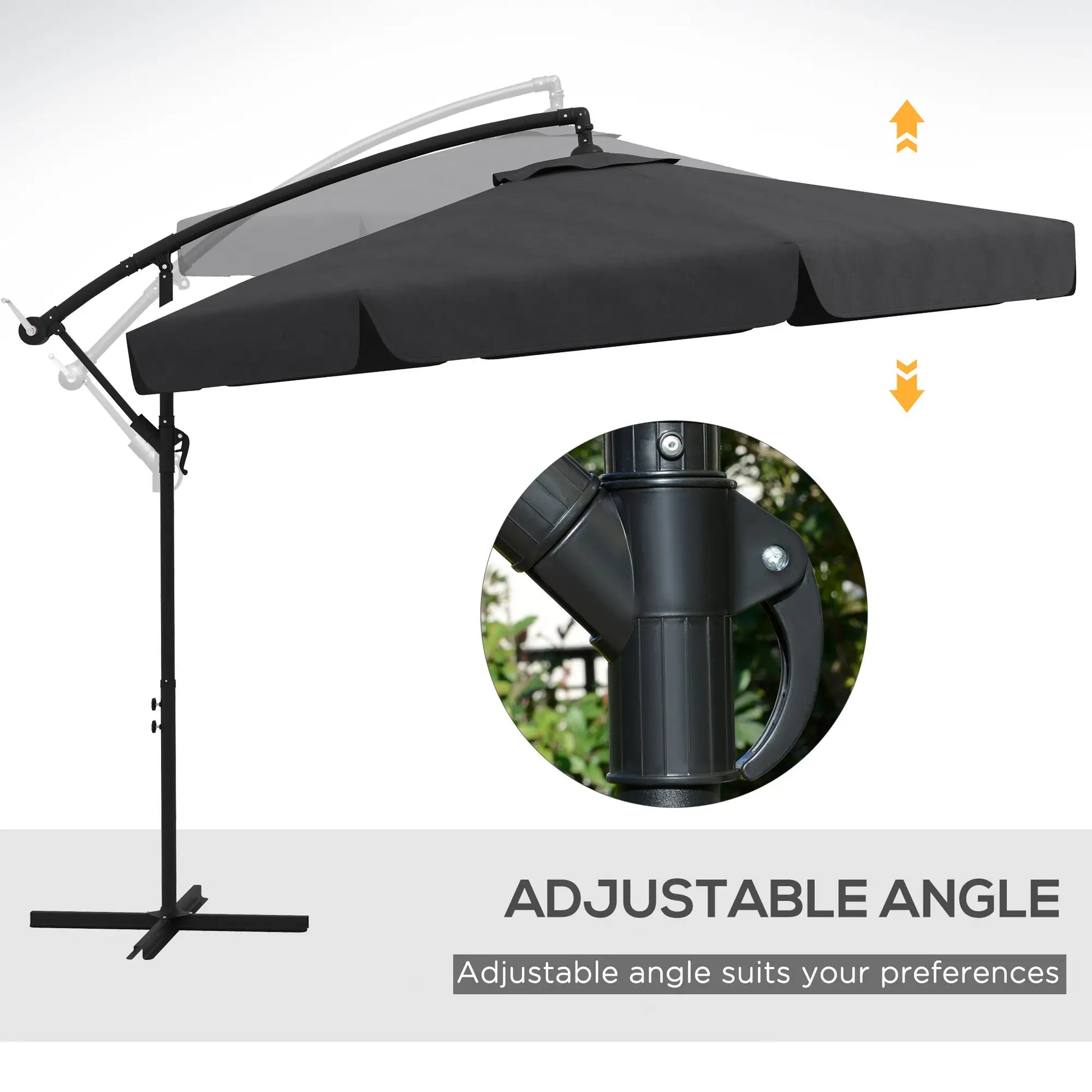 11 FT Cantilever Patio Umbrella, Cross Base, 8 Ribs, Black Offset Cantilever Umbrellas at Gallery Canada