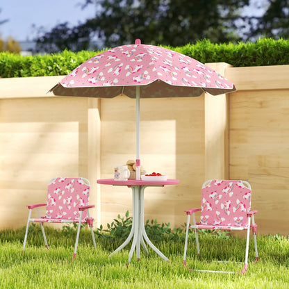 Kids Picnic Table Set, 2 Folding Chairs, Umbrella, Pink Kids Outdoor Furniture at Gallery Canada