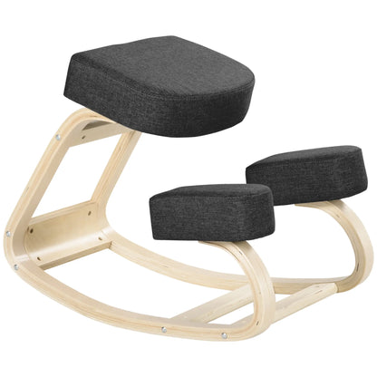Ergonomic Kneeling Chair, Wood Stool with Thick Pads, Black Office Chairs Black at Gallery Canada