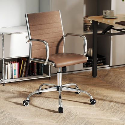 Height Adjustable Office Chair with Rocking Backrest, Brown