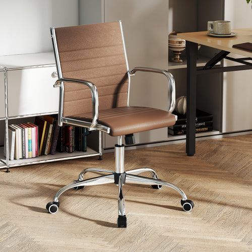 Height Adjustable Office Chair with Rocking Backrest, Brown