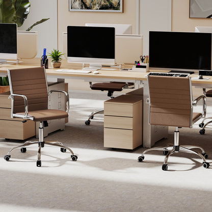 Height Adjustable Office Chair with Rocking Backrest, Brown
