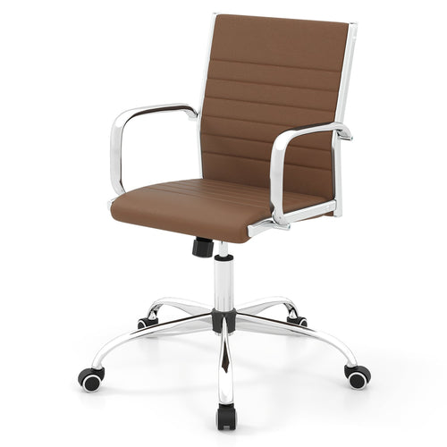 Height Adjustable Office Chair with Rocking Backrest, Brown
