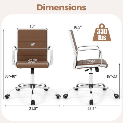 Height Adjustable Office Chair with Rocking Backrest, Brown