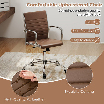Height Adjustable Office Chair with Rocking Backrest, Brown