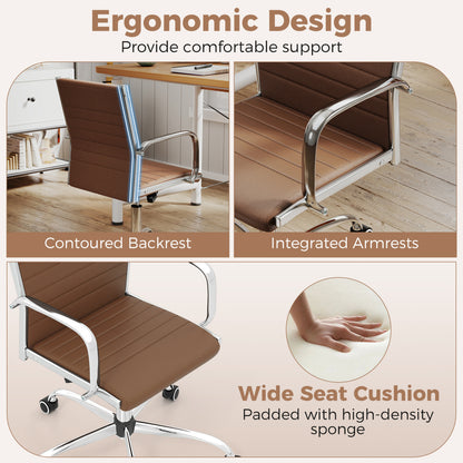 Height Adjustable Office Chair with Rocking Backrest, Brown