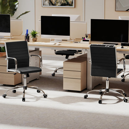Chaise de bureau réglable avec dossier basculant, accoudoirs, noir