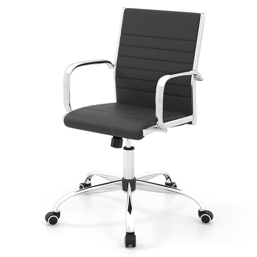 Adjustable Office Chair with Rocking Backrest, Armrests, Black