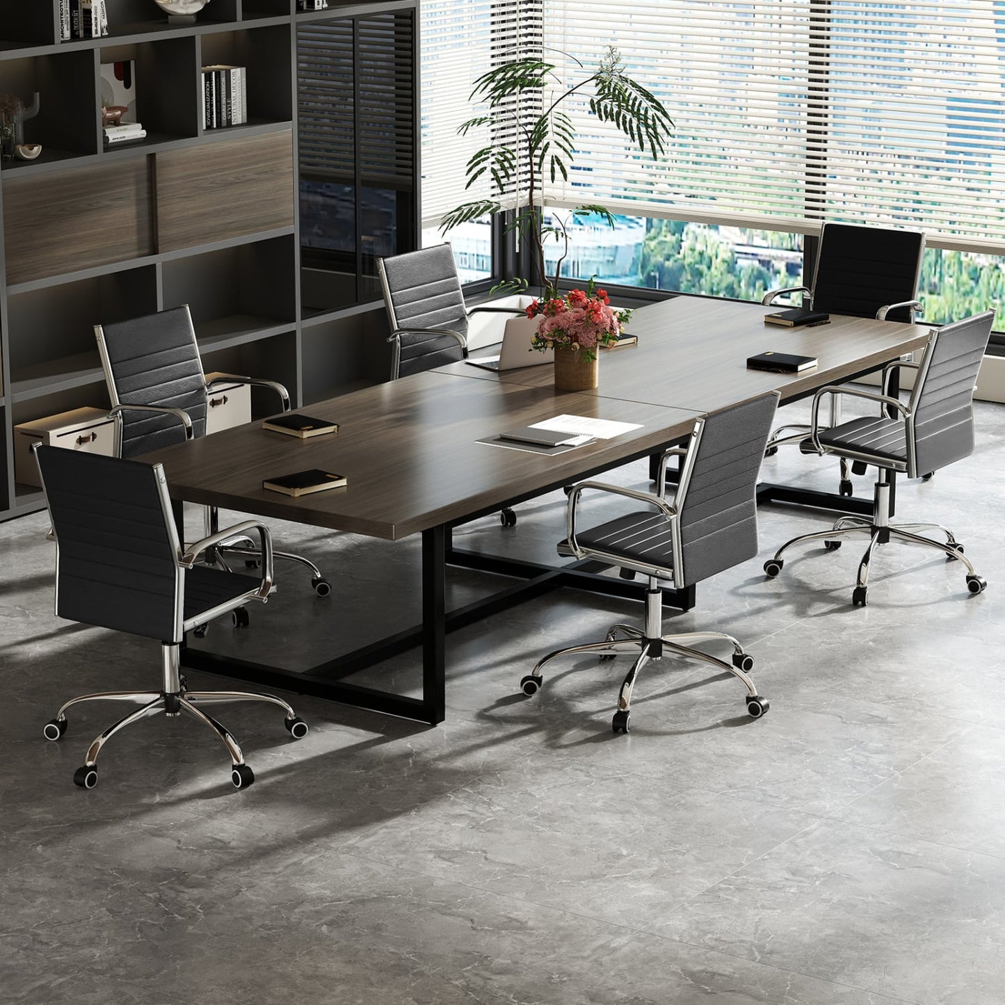 Chaise de bureau réglable avec dossier basculant, accoudoirs, noir