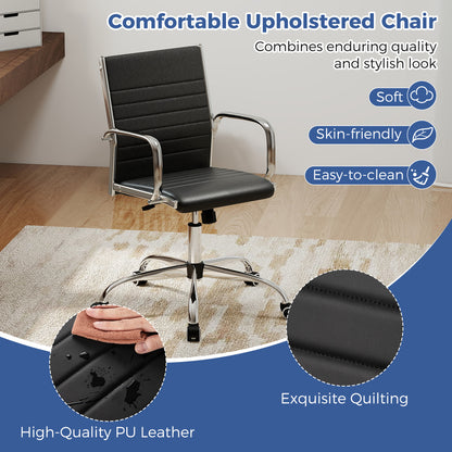Chaise de bureau réglable avec dossier basculant, accoudoirs, noir