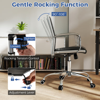 Chaise de bureau réglable avec dossier basculant, accoudoirs, noir