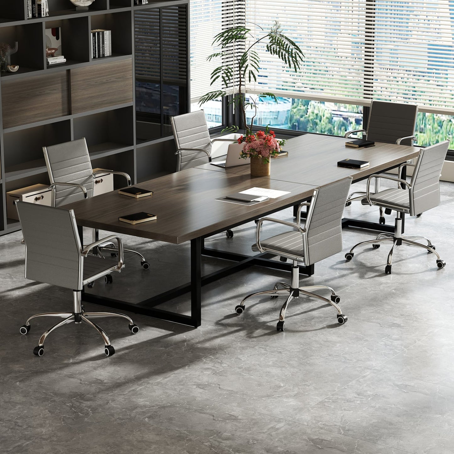 Chaise de bureau réglable avec dossier basculant, grise