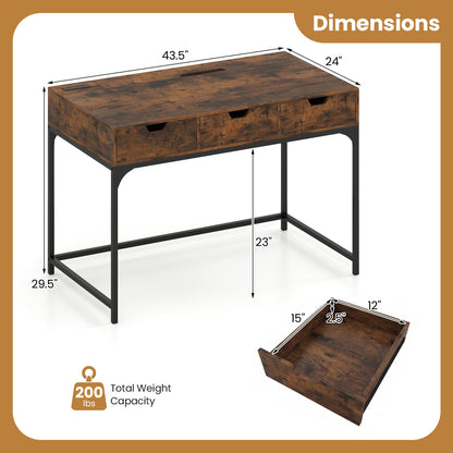 Office Desk With Power Outlets, Hidden Compartment, Brown Office Desks at Gallery Canada