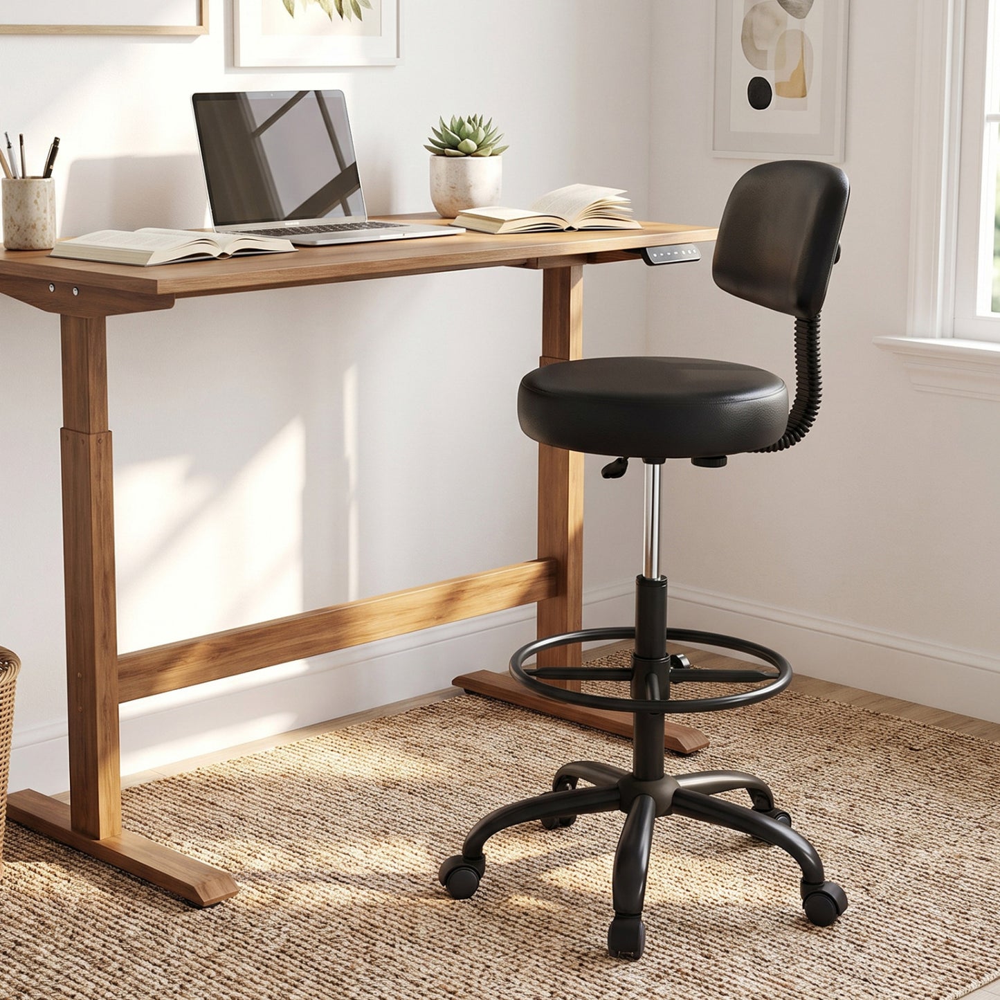 Chaise de bureau avec repose-pieds, noire