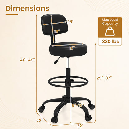 Chaise de bureau avec repose-pieds, noire
