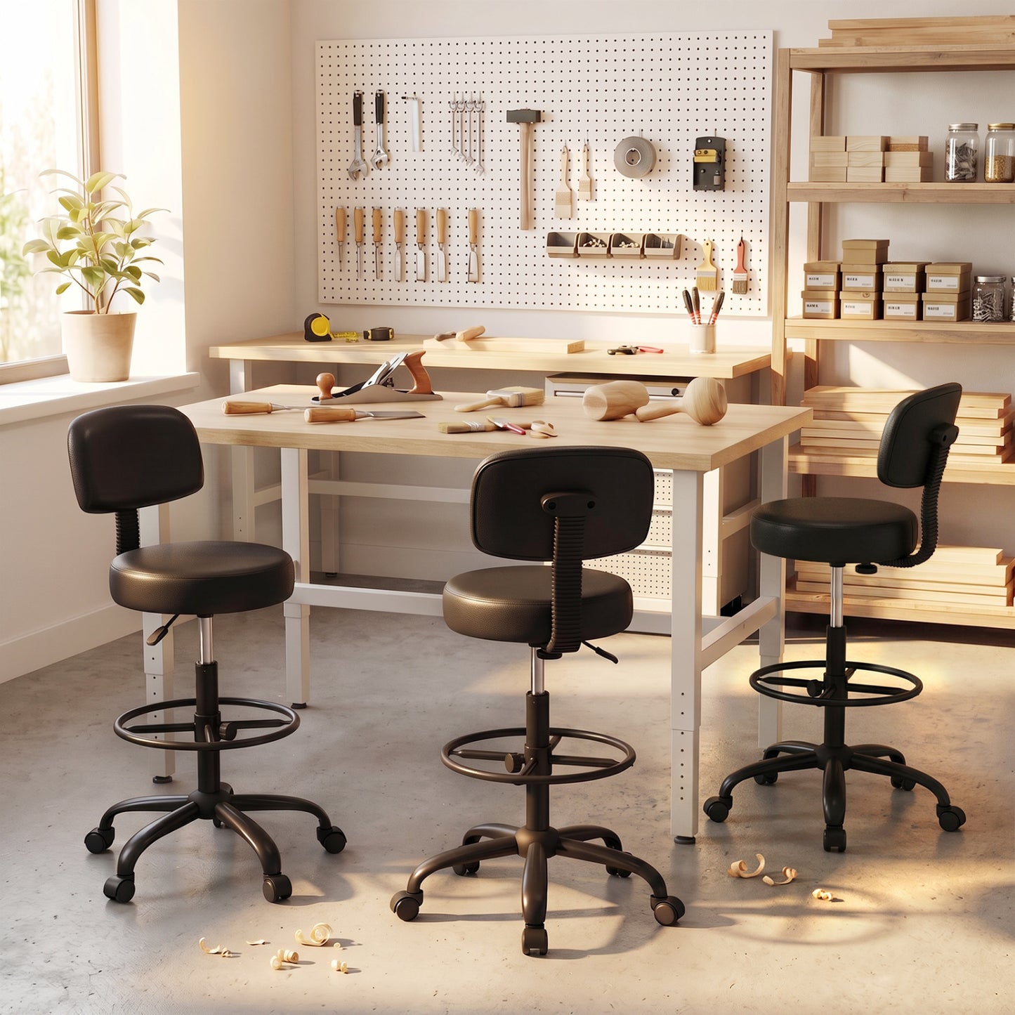 Chaise de bureau avec repose-pieds, noire