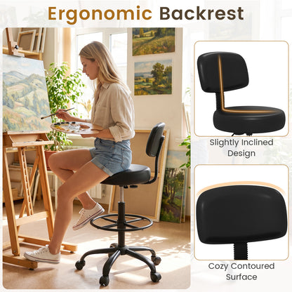 Chaise de bureau avec repose-pieds, noire