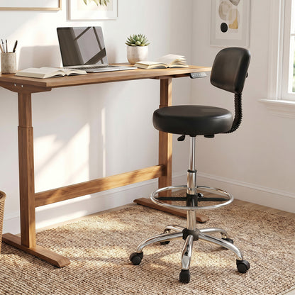 Chaise de bureau avec repose-pieds, roulettes, argentée