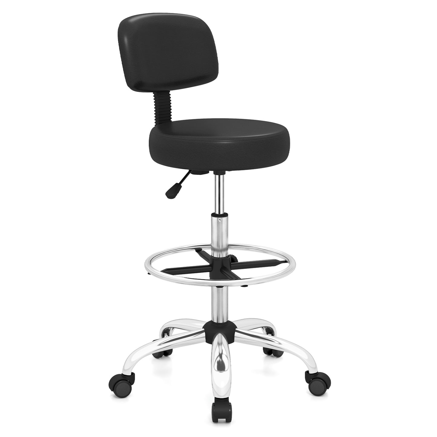 Chaise de bureau avec repose-pieds, roulettes, argentée
