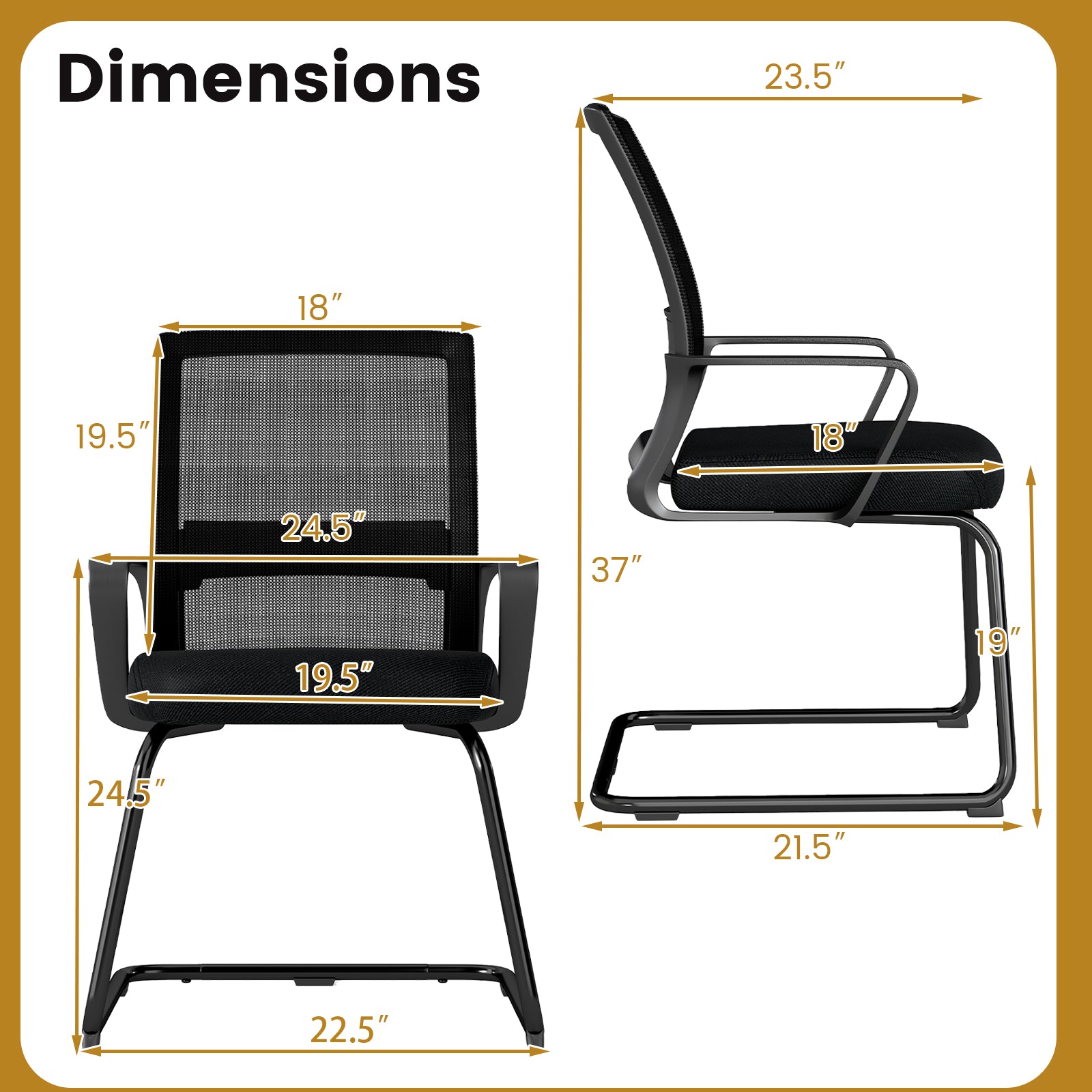 Office Guest Chair with Lumbar Support for Waiting Room-2 Pieces, Black Mesh Chairs at Gallery Canada