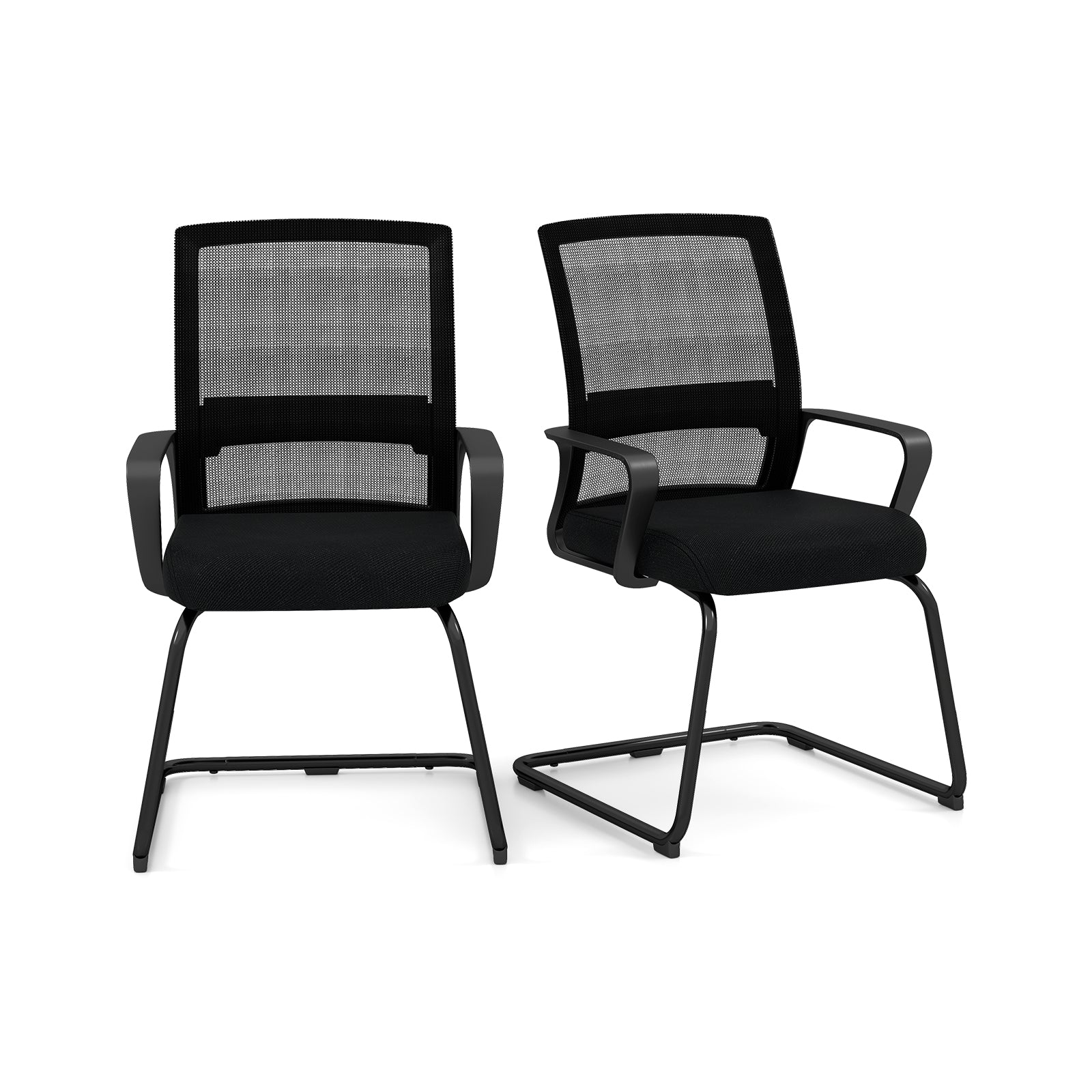 Office Guest Chair with Lumbar Support for Waiting Room-2 Pieces, Black Mesh Chairs 2 Pieces at Gallery Canada