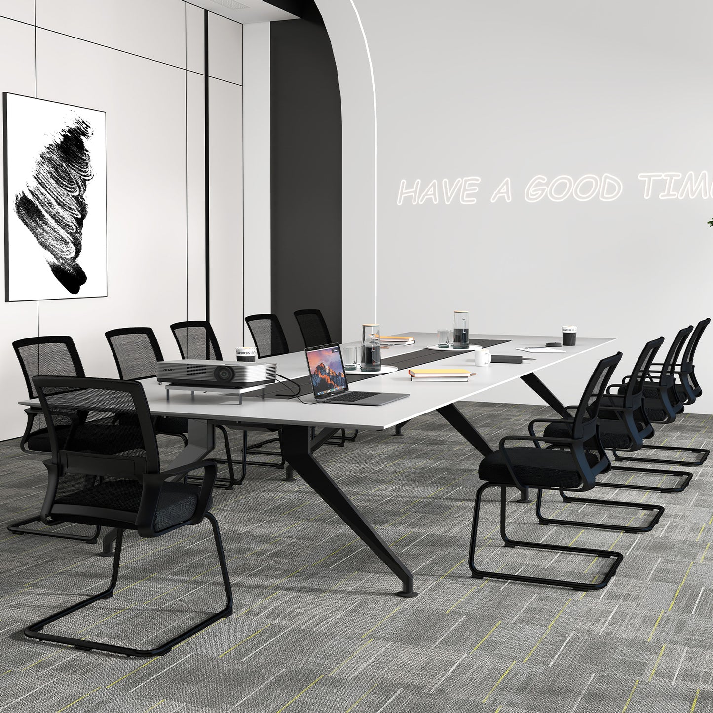 Office Guest Chair with Lumbar Support for Waiting Room-2 Pieces, Black Mesh Chairs at Gallery Canada