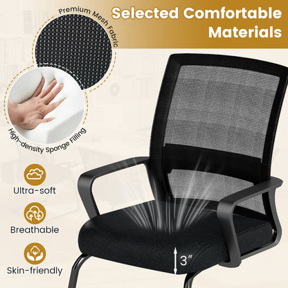 Office Guest Chair with Lumbar Support for Waiting Room-2 Pieces, Black Mesh Chairs at Gallery Canada