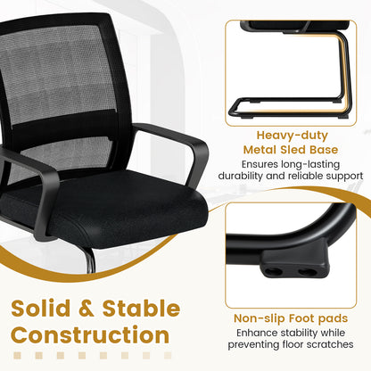 Office Guest Chair with Lumbar Support for Waiting Room-2 Pieces, Black Mesh Chairs at Gallery Canada