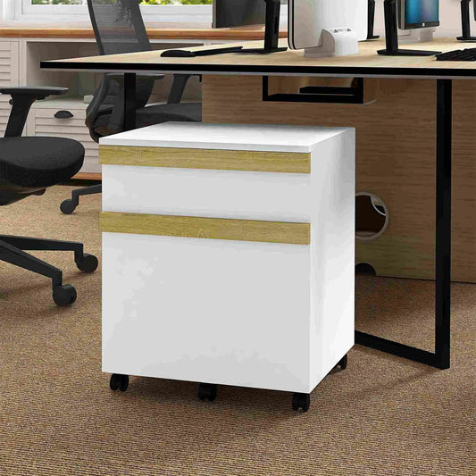 Mobile 2-Drawer Filing Cabinet, 5-Wheel Office Storage, Wood Grain, White Office Cabinets & Cupboards White Wood Grain at Gallery Canada