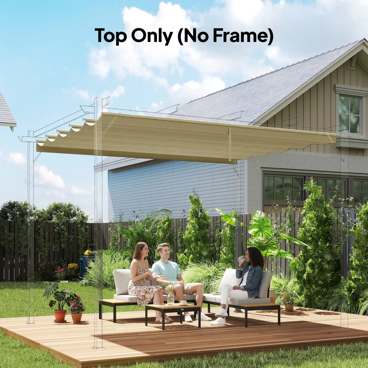 Retractable Pergola Canopy Replacement 8.5'x11.5', Beige Gazebo Canopy Replacement at Gallery Canada