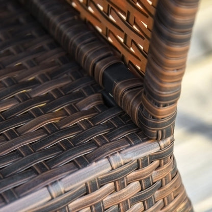 Rattan Wicker Side Table, 21.3" Square, 2-Tier Storage, Outdoor, Mixed Brown, Brown Patio Side Tables at Gallery Canada