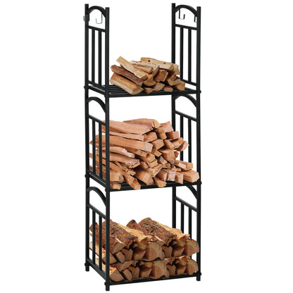 3-Tier Firewood Rack, Heavy Duty Wood Storage, Black Firewood Racks at Gallery Canada