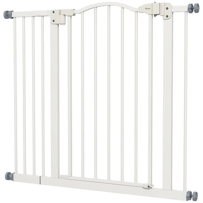 Extra Tall Dog Gate With Door, Pressure Fit, Auto Close, 29"-37", White Pet Gates White at Gallery Canada