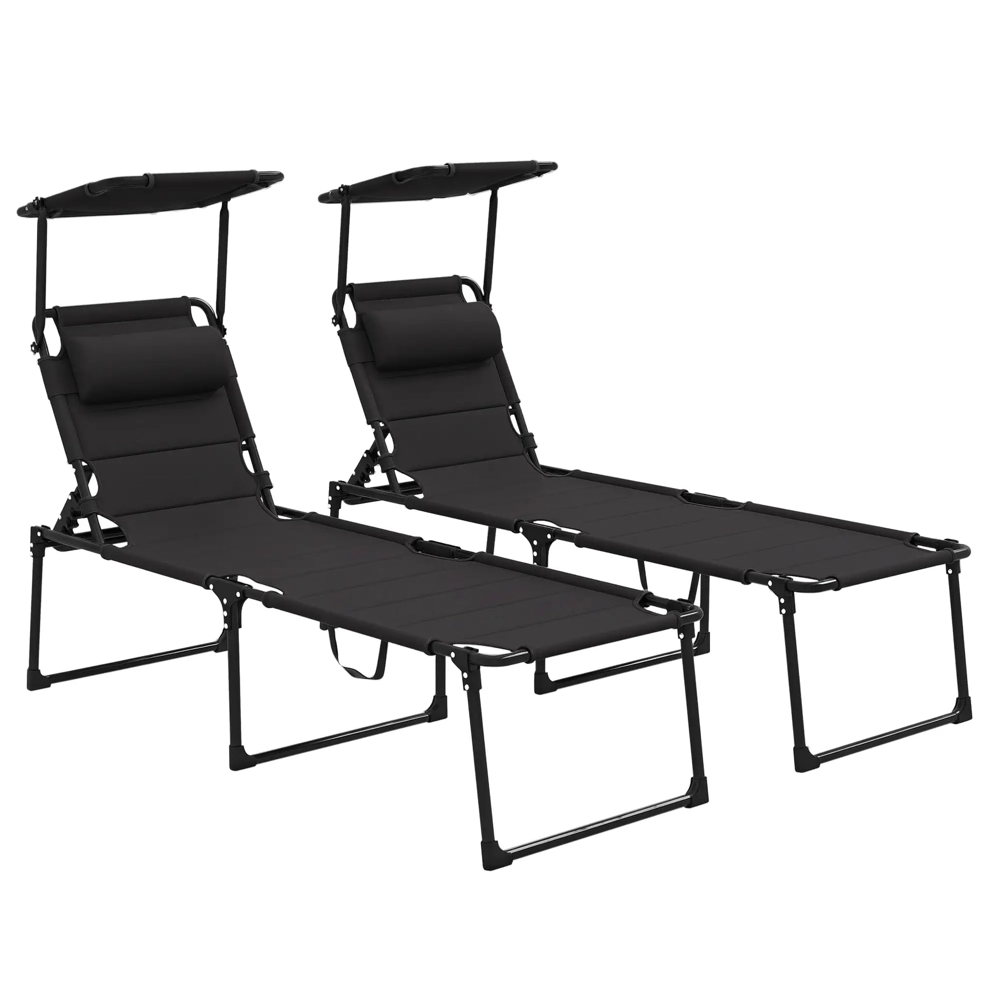 Folding Chaise Lounge, Adjustable Sunroof, Outdoor Quick Dry, Black Lounger Chairs at Gallery Canada