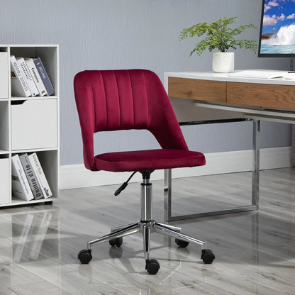 Mid Back Office Chair, Velvet Fabric, Swivel, Scallop Shape, Red Task Chairs at Gallery Canada