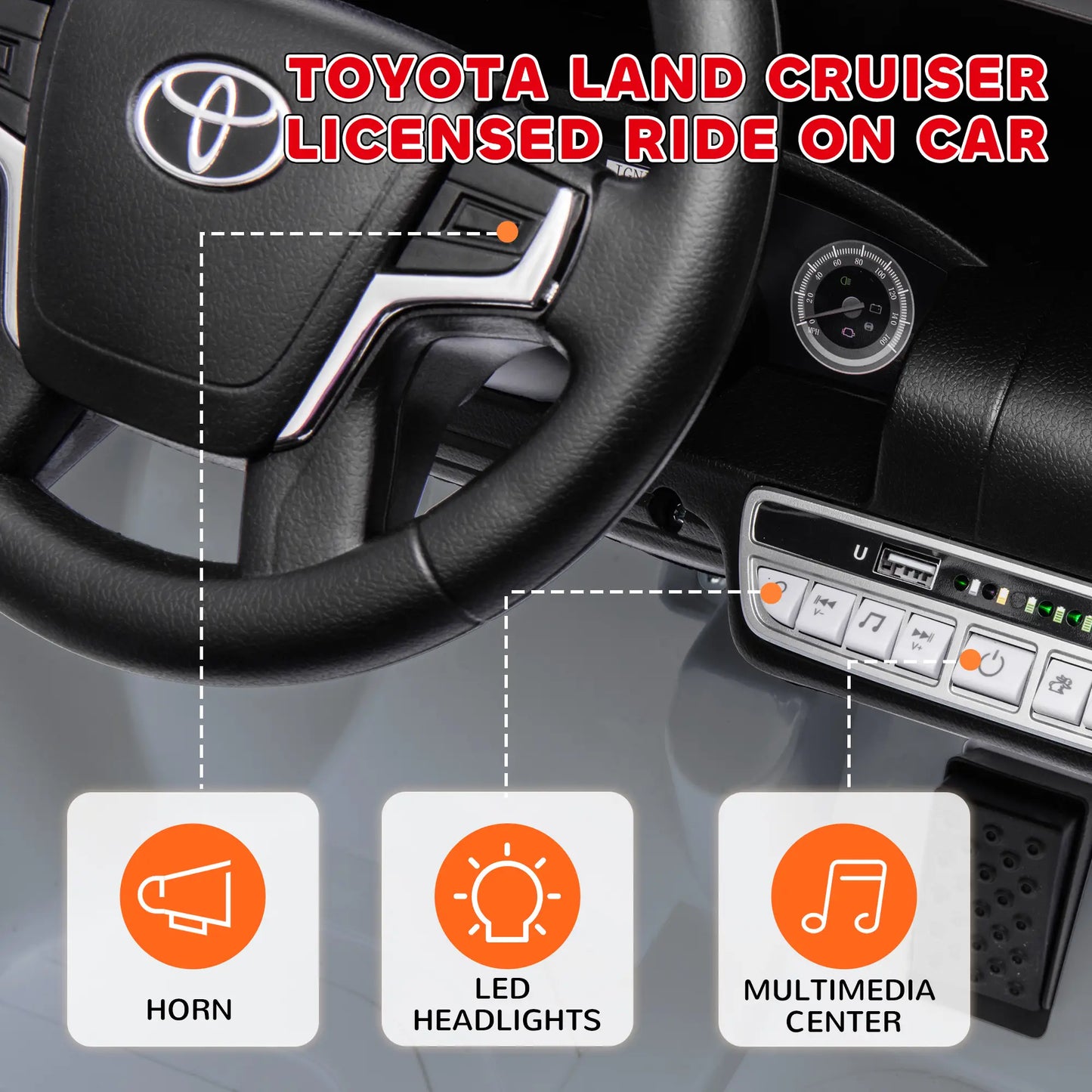 12V Kids Car, Remote Control, Four Wheel Spring Suspension, LED Light, Grey Electric Toy Cars at Gallery Canada