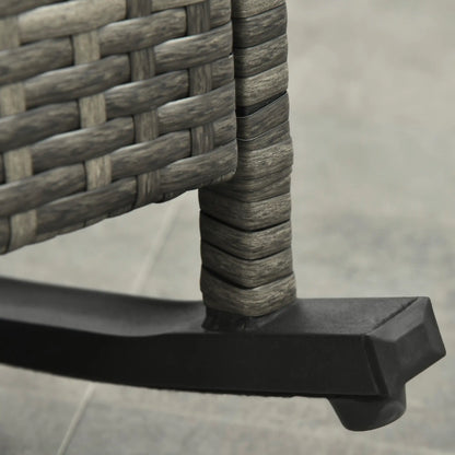 Outdoor Wicker Rocking Chair with Cushion, Adjustable Footrest, Grey Outdoor Rocking Chairs at Gallery Canada