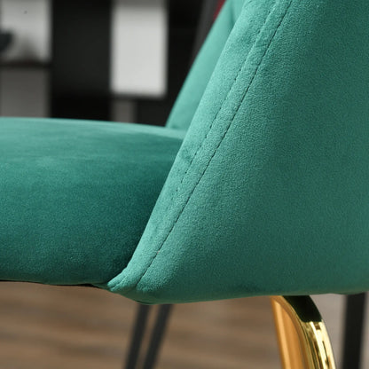 Modern Dining Chairs Set of 2, Upholstered, Gold Metal Legs, Green Bar Stools at Gallery Canada